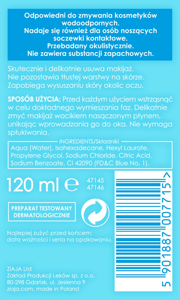 ZIAJA 齊葉雅 雙層高效眼部卸妝液 120 ml