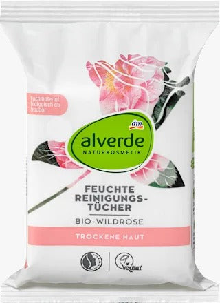 Alverde NATURKOSMETIK Cleansing Wipes (with Organic Wild Rose), 25 wipes