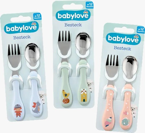 Babylove 幼兒不鏽鋼餐具組 (叉匙組) - 12個月以上適用 1 組