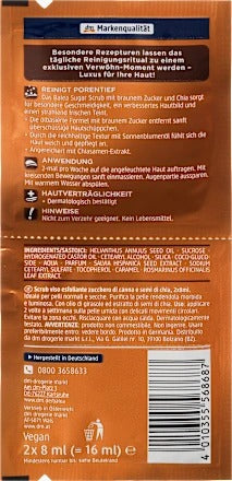 Balea Brown Sugar Peeling with Chia Seed Extract, 16 ml (2 x 8 ml)