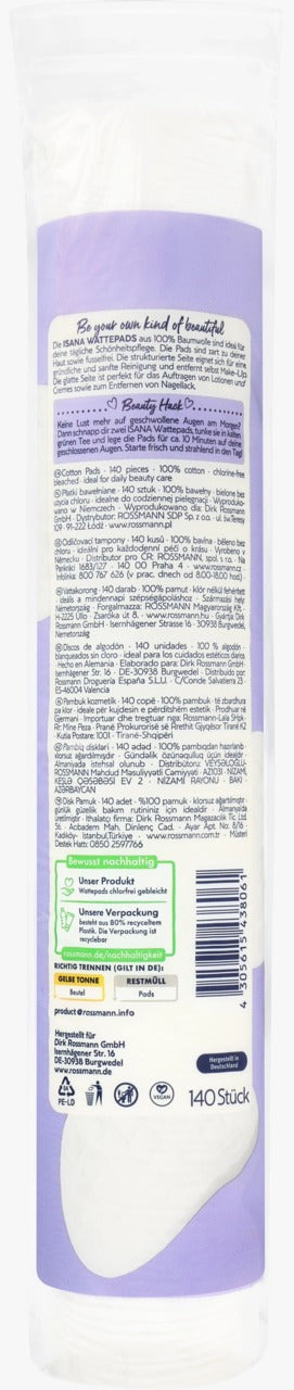 ISANA Cotton Pads, 140 pcs