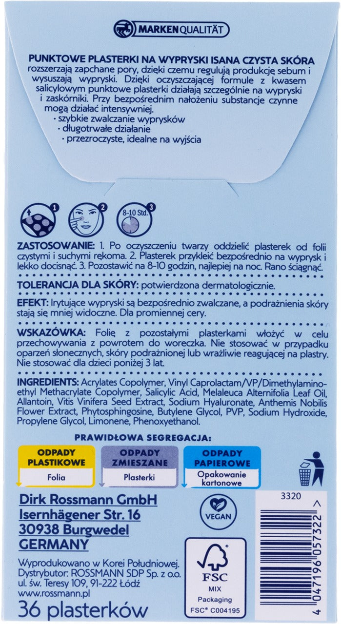 ISANA Czysta Skóra Anti-Pimple Patches, 36 pcs