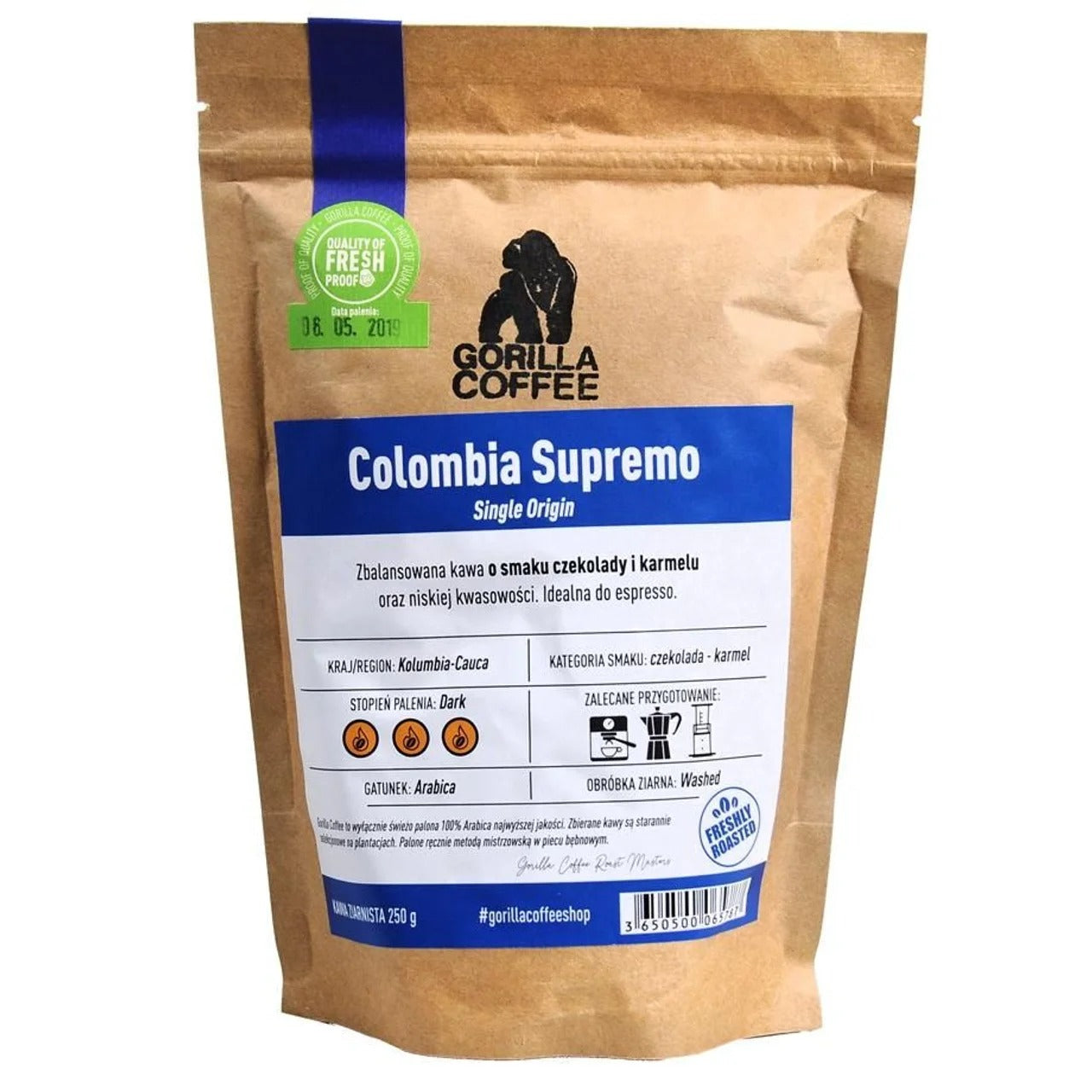 Gorilla Coffee Colombia Supremo Single Origin Beans 250 g