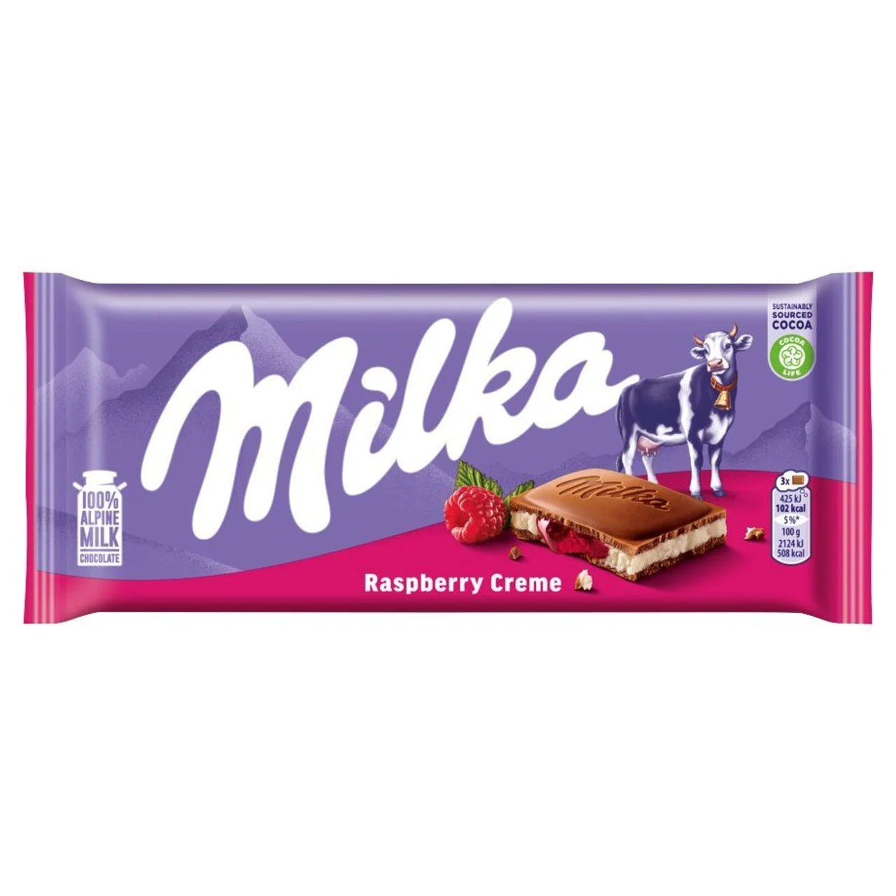 Milka 妙卡覆盆莓乳霜夾心牛奶巧克力 100 g