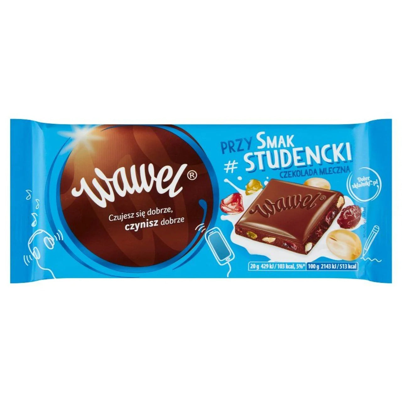 Wawel 豐富配料牛奶巧克力（含水果軟糖、花生與葡萄乾） 100 g