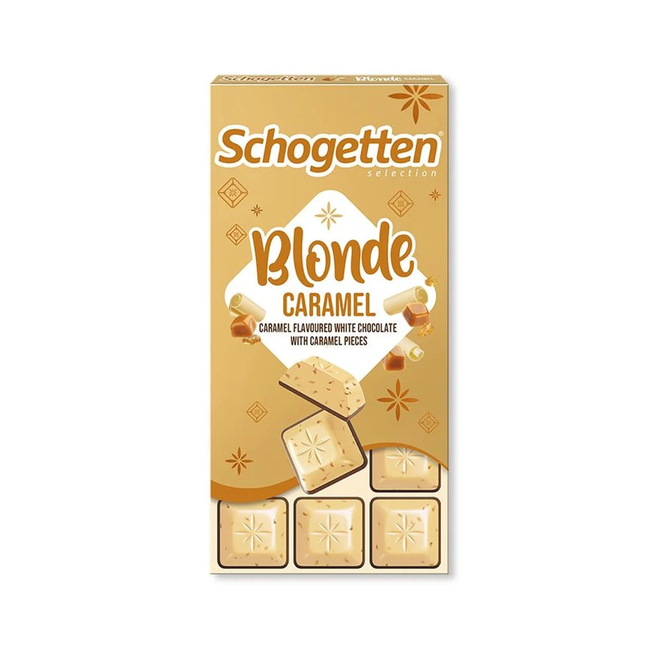 Schogetten Gold Blonde Caramel with Cocoa Nuggets and Hazelnuts 100 g
