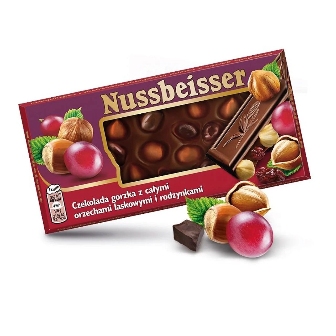 Nussbeisser 經典全顆榛果與葡萄乾黑巧克力 100 g