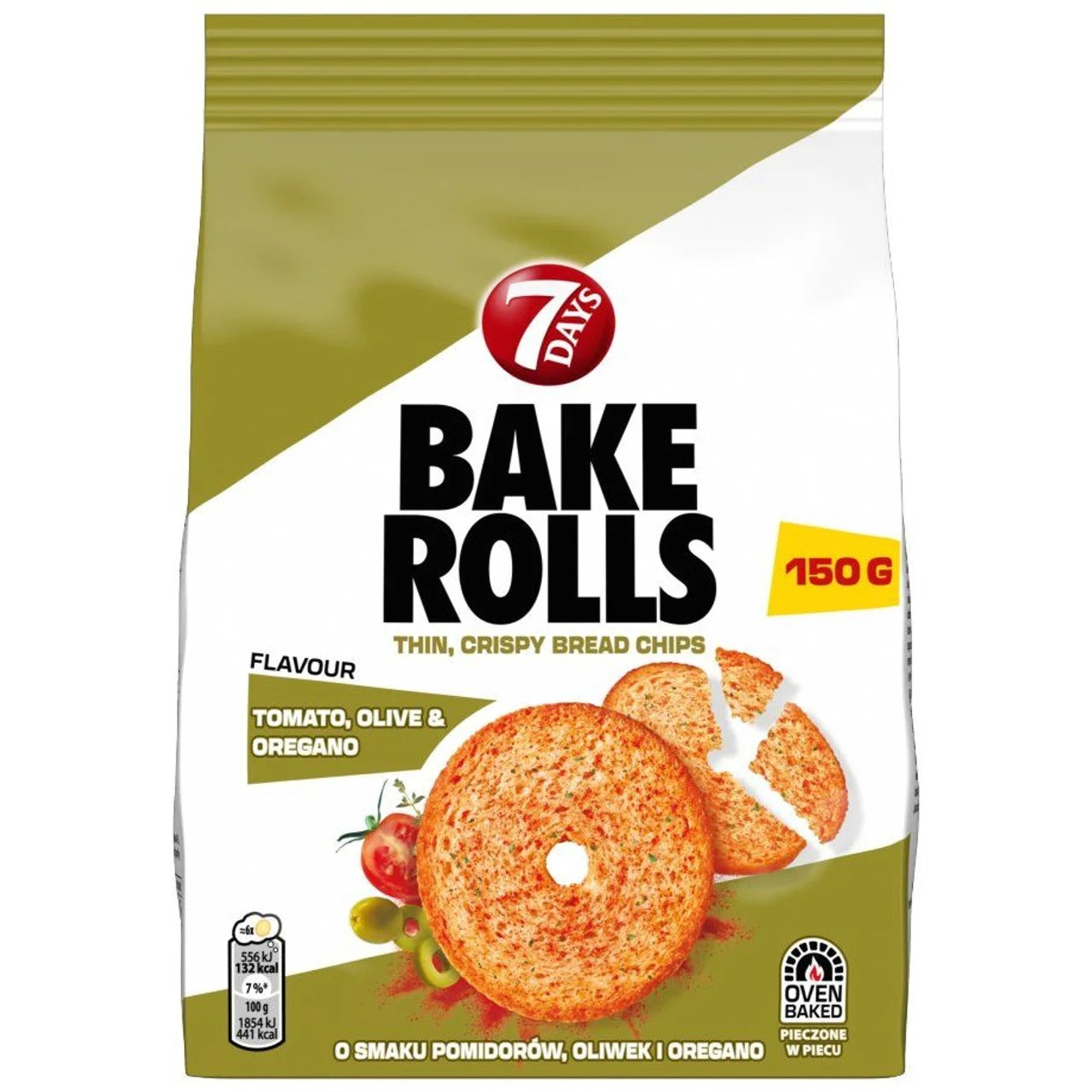 7 Days Bake Rolls 系列：地中海風味（番茄、橄欖）香脆烤麵包片 150 g