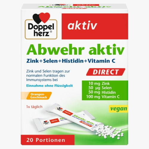 Doppelherz aktiv Immunity Direct – German Fast-Absorbing Zinc, Selenium & Vitamin C Micro-Granules 20 Sachets