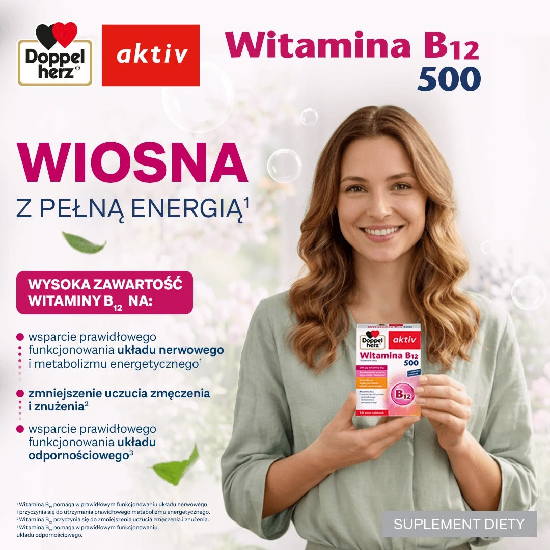 Doppelherz aktiv Vitamin B12 500 – German High-Potency Energy & Metabolic Support 30 Mini Tablets