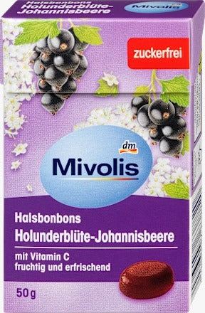 Mivolis Sugar-Free Elderberry & Blackcurrant Lozenges 50g