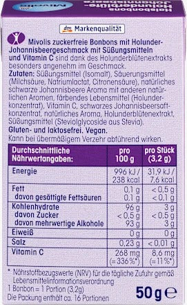 Mivolis Sugar-Free Elderberry & Blackcurrant Lozenges 50g