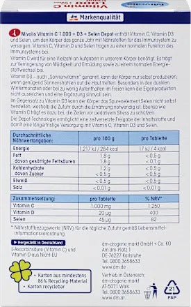 Mivolis Vitamin C 1000 + D3 + Selenium Depot 42g