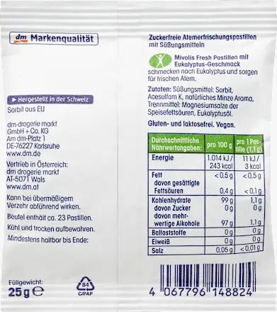 Mivolis Fresh Breath Lozenges Eucalyptus Flavor 25g