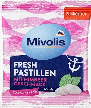 Mivolis Fresh Breath Lozenges Raspberry Flavor 25g