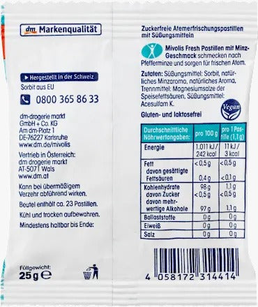 Mivolis Fresh Breath Lozenges Peppermint Flavor 25g