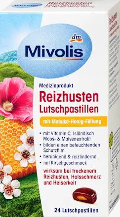 Mivolis 麥盧卡蜂蜜乾咳舒緩潤喉錠 24粒/42g