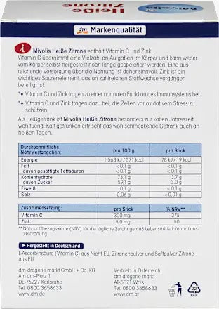 Mivolis 暖意檸檬維他命 C + 鋅沖劑 20包/100g