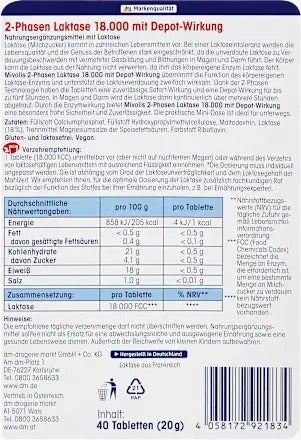 Mivolis 乳糖酶 18000 長效釋放錠 40粒/20g