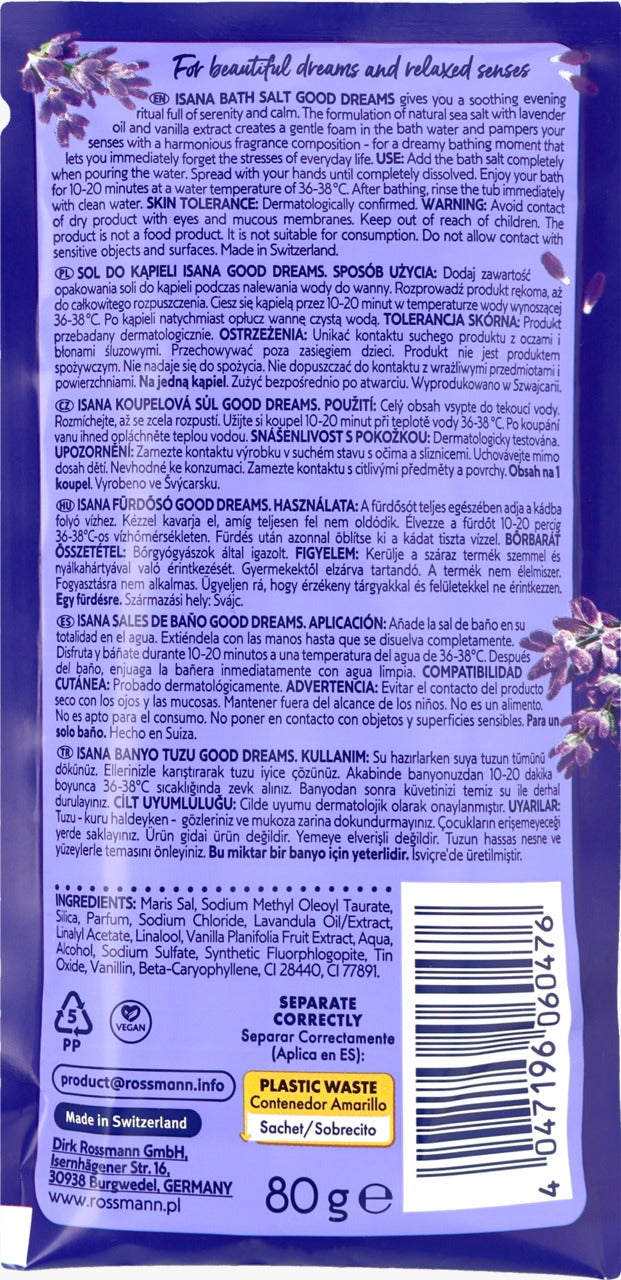 ISANA Good Dreams Bath Salt with Lavender Oil, 80 g