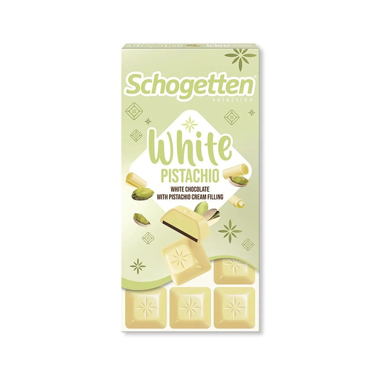 Schogetten Gold White Pistachio with Cocoa Nuggets and Pistachio Pieces 100 g